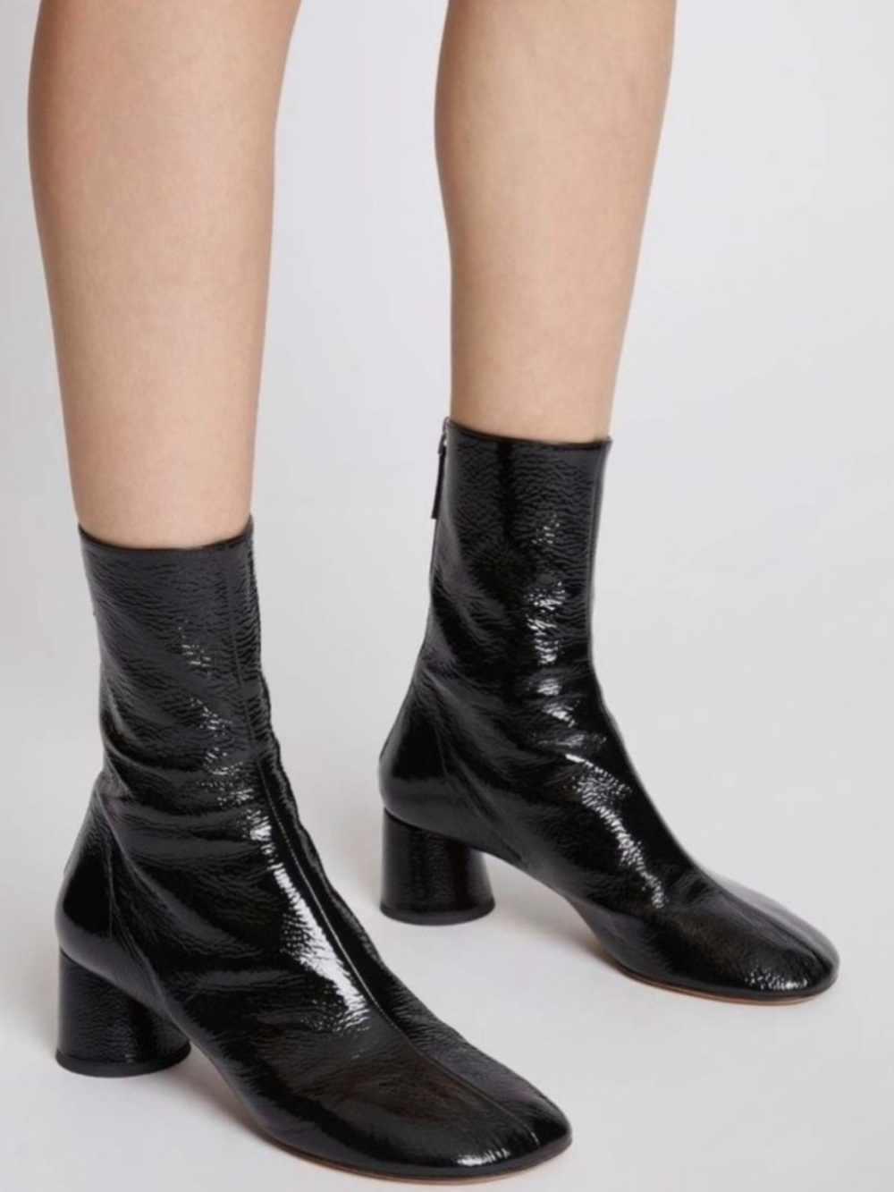 Proenza Schouler Black Patent Glove Block Heel Bootie